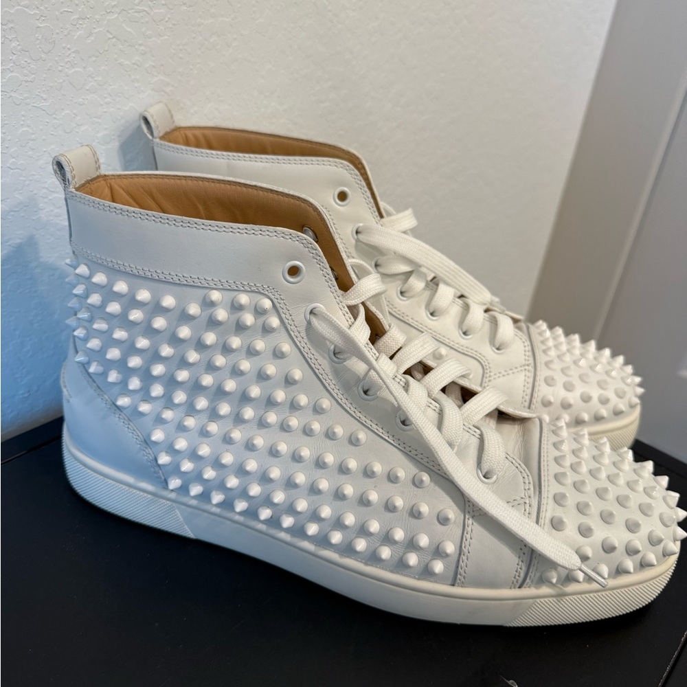 Christian Louboutin White Studded High-Top Sneakers